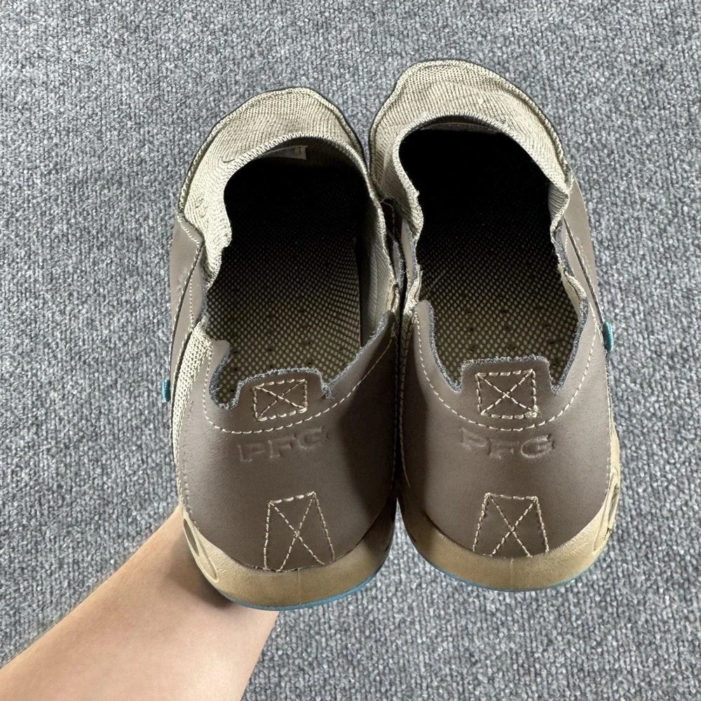 Columbia PFG Shoes Mens Size 13 Brown Canvas Slip On Water Boat BM1025-255